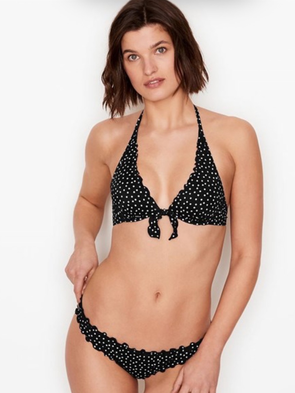 Victoria's Secret Capri Ruffle Halter Bikini Top Polka Dot